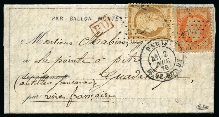 Stamp of France » Guerre de 1870-1871 GUADELOUPE - Dépêche Ballon n°1 affranchissement