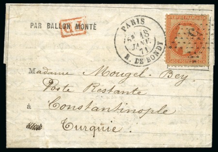 Stamp of France » Guerre de 1870-1871 TURQUIE - Lettre avec mention imprimée pour Constantinople