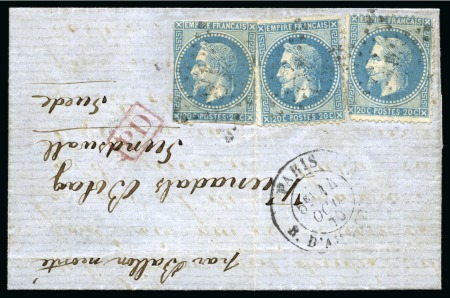 Stamp of France » Guerre de 1870-1871 SUÈDE - Lettre avec mention manuscrite pour Sundsvall