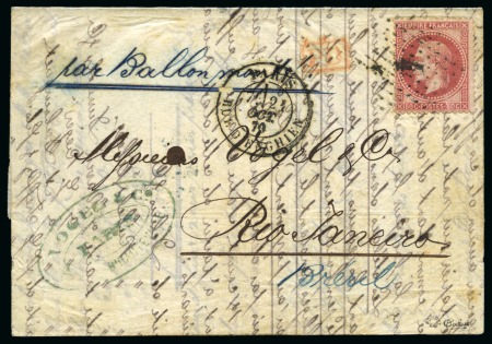 Stamp of France » Guerre de 1870-1871 BRÉSIL - Lettre avec mention manuscrite pour Rio de