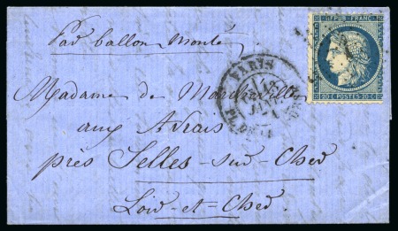 Stamp of France » Guerre de 1870-1871 Le Poste de Paris - Lettre avec mention manuscrite