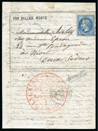 Stamp of France » Guerre de 1870-1871 Le Victor Hugo - Pli confié daté du 16 octobre avec