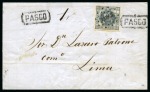 Stamp of Peru 1858 1d blue on inland taxed cover