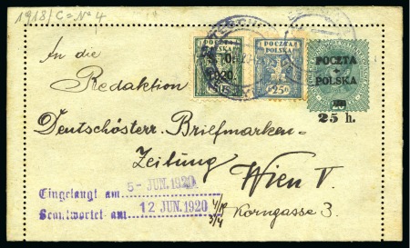 Stamp of Large Lots and Collections 1919-1921 Poland Postal stationery group noted 7 Pozcta Polska surcharged cards & 1 letter-card