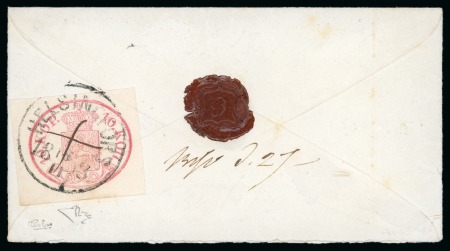 Stamp of Finland 1858 (Nov 11) Envelope from Helsinki to Vyborg with 1856 10k carmine-rose on reverse