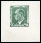 Stamp of Czechoslovakia 1937 President Benes 50h, two die proofs on thick paper