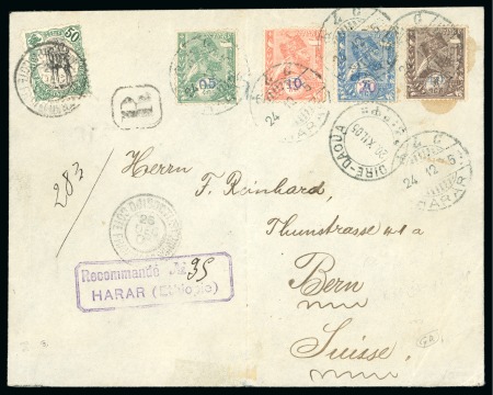 Stamp of Ethiopia 1905 (Dec 3) Postcard from Addis Abeba to Zurich, bearing