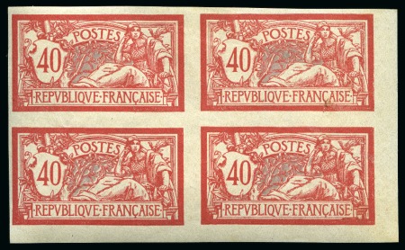 Stamp of France » Émissions à partir de 1900 1900, Y&T n°119a en bloc de 4 non dentelé, 40 centimes