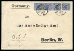 Stamp of China » Foreign Post Offices » German Post Offices Rare official mail with cash paid combination franking