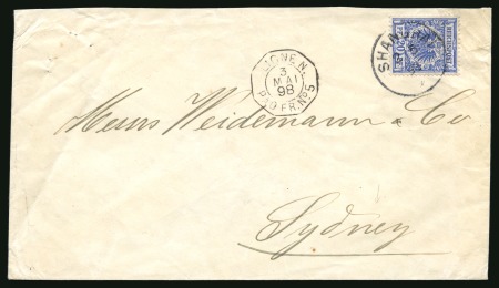 Stamp of China » Foreign Post Offices » German Post Offices 1898 Cover from Shanghai to Australia carried via French ship