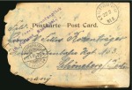Stamp of China » Foreign Post Offices » German Post Offices Boxer War. 1901 Postcard damaged in the German P.O. in Shanghai.