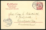 Stamp of China » Foreign Post Offices » German Post Offices » Kiautschou 1907 4c postal stationery card, "DEUSTCHE SEEPOST/SHANGHAI-TIENTSIN/a" oval ds