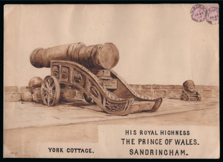 Stamp of Great Britain » King George V » 1912-24 Profile Head Issues 1912 (Dec 23) Large handpainted envelope, 32x23cm, illustration showing "Mons Meg" cannon at Edinburgh Castle,