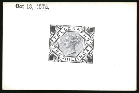 Stamp of Great Britain » Telegraphs 1877 10/- Telegraph Die proof in black on glazed card