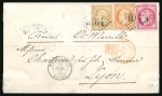 Stamp of China » Foreign Post Offices » French Post Offices 1871 (Nov 22) Cover to Lyon at single rate by British packet with 1853 10c & 40c and 'Bordeaux' 80c