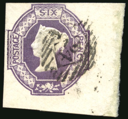 Stamp of Great Britain » 1847-54 Embossed 1847-57 6d Dull Lilac marginal example from the lower right of the sheet with deckled edge at right