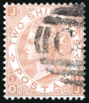 Stamp of Great Britain » 1855-1900 Surface Printed » 1867-80 Large Uncoloured Corner Letters, Wmk Spray of Rose 1867-80 2s Brown OJ, neatly cancelled by a part "C4?" used abroad cancel