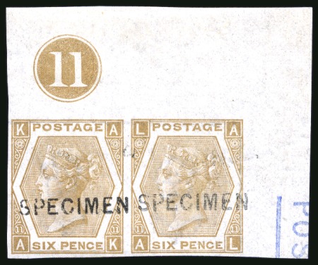 Stamp of Great Britain » 1855-1900 Surface Printed » 1867-80 Large Uncoloured Corner Letters, Wmk Spray of Rose 1867-80 6d. chestnut (pale shade), imperforate, overprint