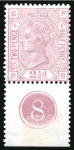 Stamp of Great Britain » 1855-1900 Surface Printed » 1873-80 Large Coloured Corner Letters 1873-80 2 1/2d Rosy Mauve pl.8 PB marginal example from the foot of the sheet showing plate number