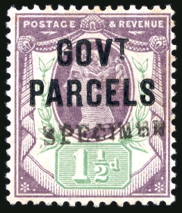 Stamp of Great Britain » Officials Government Parcels: 1887 1 1/2d dull purple and pale green "Govt Parcels" overprinted in blue-black