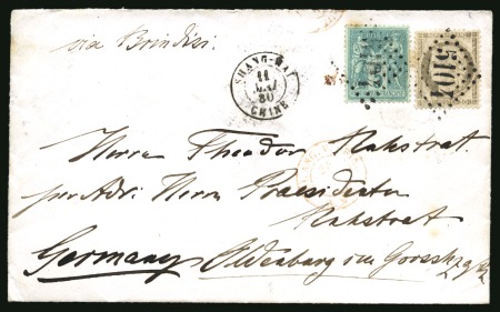 Stamp of China » Foreign Post Offices » French Post Offices 1880 (May 11) Cover to Oldenburg bearing a scarce Cérès-Sage mixed franking