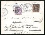 Stamp of China » Foreign Post Offices » French Post Offices 1895 (April 19) Cover to England franked by overprinted Sage 25c, redirected from Dover to Canterbury with application of 1881 1d violet 