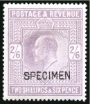 Stamp of Great Britain » King Edward VII » 1902-10 De La Rue Issues 1902-10 De La Rue 2/6d. purple, variety watermark inverted overprinted "Specimen" type 16