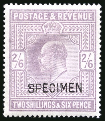 Stamp of Great Britain » King Edward VII » 1902-10 De La Rue Issues 1902-10 De La Rue 2/6d. purple, variety watermark inverted overprinted "Specimen" type 16