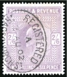 Stamp of Great Britain » King Edward VII » 1902-10 De La Rue Issues 1902-10 2s6d Lilac with variety "watermark inverted" neatly cancelled