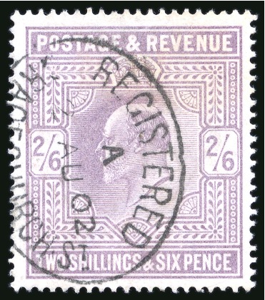 Stamp of Great Britain » King Edward VII » 1902-10 De La Rue Issues 1902-10 2s6d Lilac with variety "watermark inverted" neatly cancelled