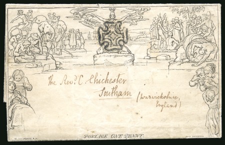 Stamp of Great Britain » 1840 Mulreadys & Caricatures 1841 (May 1) 1d. letter sheet from Jersey to Southam