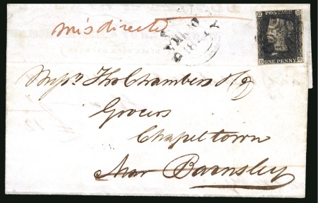 Stamp of Great Britain » 1840 1d Black and 1d Red plates 1a to 11 1841 (Mar 30) Printed wine and brandy merchants entire