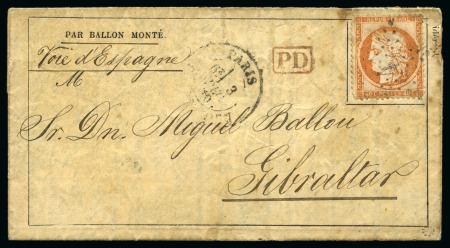 Stamp of France » Guerre de 1870-1871 GIBRALTAR - Gazette de Absents n°13 pour Gibraltar