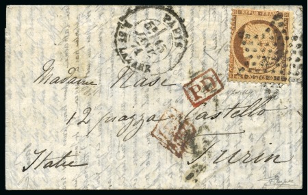 Stamp of France » Guerre de 1870-1871 ITALIE - Lettre pour Turin affranchissement Type Siège
