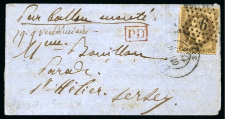 Stamp of France » Guerre de 1870-1871 JERSEY - Lettre avec mention manuscrite pour Saint