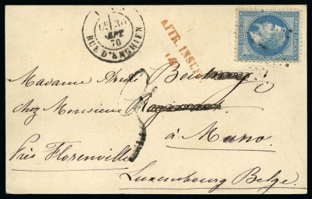 Stamp of France » Guerre de 1870-1871 BELGIQUE - Lettre pour Muno (province de Luxembourg)