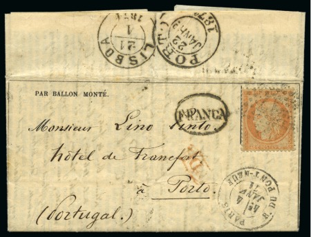 Stamp of France » Guerre de 1870-1871 PORTUGAL - Gazette des Absents n°20 pour Porto affranchissement