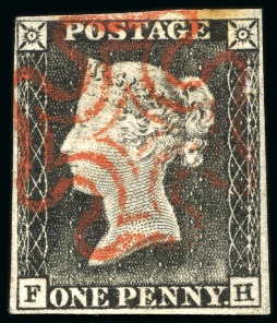 Stamp of Great Britain » 1840 1d Black and 1d Red plates 1a to 11 1840 1d Black pl.1a, worn impression, FH, used