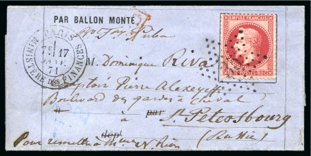 Stamp of France » Guerre de 1870-1871 RUSSIE - Lettre mention imprimée pour Saint-Pétersbourg