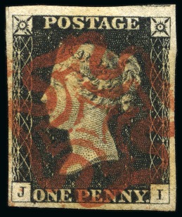 Stamp of Great Britain » 1840 1d Black and 1d Red plates 1a to 11 1840 1d. black, (unplated), JI, large to enormous margins, used