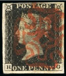 Stamp of Great Britain » 1840 1d Black and 1d Red plates 1a to 11 1840 1d Black, unplated, HG, good to large margins, used