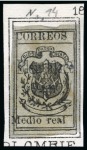 Stamp of Dominican Republic 1866-70, an interesting group of eight stamps, incl four better unused examples printed on pelure paper