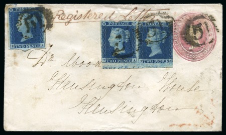 Stamp of Great Britain » 1841 1d Red 1847 (Dec, 1) 1d pink postal stationery envelope from London to Belfast, uprated with an 1841 1d red, etc.