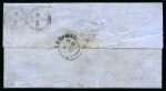 Stamp of Great Britain » 1854-70 Perforated Line Engraved 1858 (Jan 2) Lettersheet with 1854-57 2d deep blue pl.6 EI tied by PEARSON HILL experimental machine cancel