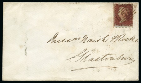 Stamp of Great Britain » 1854-70 Perforated Line Engraved 1856 (Apr 17) Envelope from Bath to Glastonbury with 1855 1d red-brown pl.17 tied by brown "53" numeral