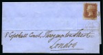 Stamp of Great Britain » 1854-70 Perforated Line Engraved 1856 (Mar 31) Wrapper from Kidderminster to London with 1d red "star" SI tied by neat RED "415" sideways duplex