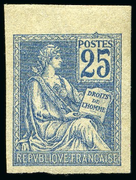 Stamp of France » Émissions à partir de 1900 1900-01, Y&T n°114d, 25 centimes bleu Type Mouchon,