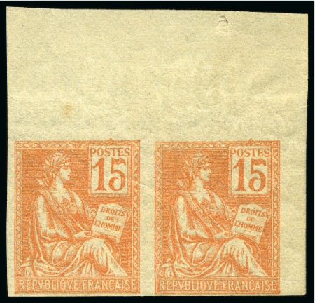 Stamp of France » Émissions à partir de 1900 1900-01, Y&T n°117c, 15 centimes orange Type Mouchon,