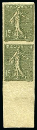 Stamp of France » Émissions à partir de 1900 1903, Y&T n°130g, 15 centimes vert-gris Type Semeuse