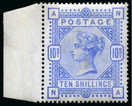 Stamp of Great Britain » 1855-1900 Surface Printed » 1883-84 & 1888 High Values 1883-84 10s Ultramarine NA mint lh left wing marginal